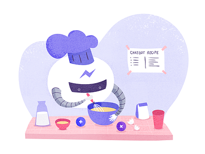 Chatbot recipe chatbot cooking illustration itsalive recipe soft colors textures