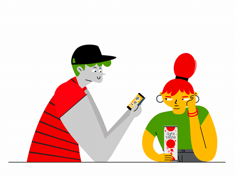 Couple & smartphone 2d animation character coca cola coca light couple flat design gif illustration smartphone addict