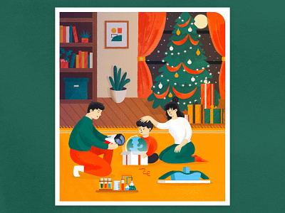 Christmas spirit christmas christmas tree design family gifts illustration present