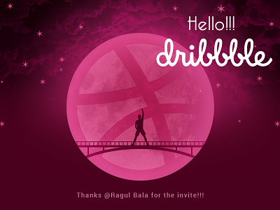 Hello Dribbble design dribbble hello hello dribbble hi illustration introduction invite thanks