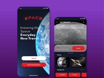 Space UI App advertising app branding design earth logo mobile moon space ui uidesign uiux ux vr web webdesign