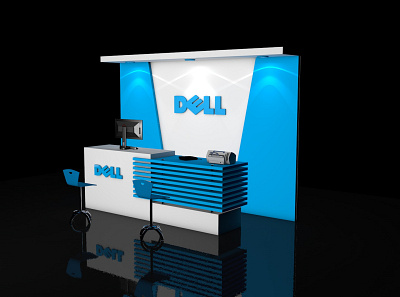 Dell Reception Desk advertising blue branding c4d cinema4d colors dell design desk electronic exhibition exhibition design flat stand vector