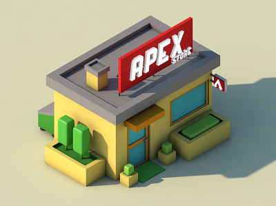 Apex Store advertising apex legends branding c4d cinema4d colors design flat illustration isometric isometric design low poly lowpoly lowpolyart store vector