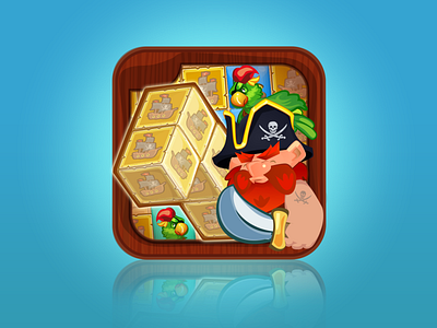 Block Puzzle pirates style 2d graphic design icon illustration logo parrot pirate sea