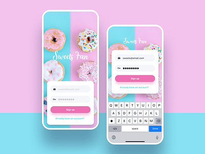 Daily UI Challenge #001 Sign Up app blue card cute daily ui dailyui design feminine food girly handwritten ios light lovely mobile pink pretty signup simple ui