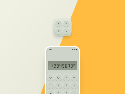 Daily UI Challenge #005 App Icon analog app button calculation calculator clean cool daily ui gray icon ios iphone minimal number rich simple skeumorphic soft white yellow