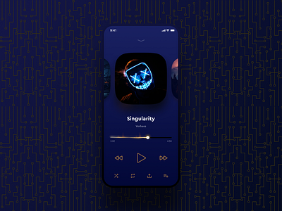 Daily UI Challenge #009 Music Player app blue daily ui dark dark ui design digital gold iphone metal modal music player orange punk rock scifi simple skeleton sound ui