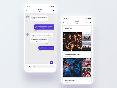 Daily UI Challenge #013 Direct Messaging album app chat communication daily ui direct messaging ios iphone mobile purple