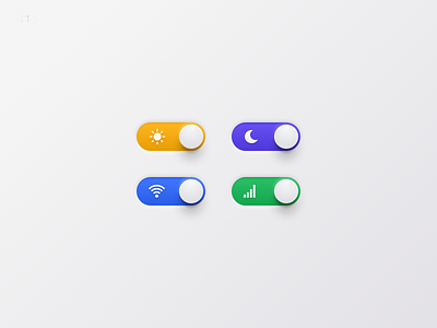 Daily UI Challenge #015 On Off Switch app blue clean color control daily ui green icon night purple real rich settings skeuomorphic soft switch texture toggle white yellow