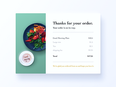 Daily UI Challenge #017 Email Receipt bill cart clean cool cooler dailyui ec email food food delivery popup price receipt serif simple web website white