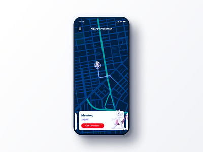 Daily UI Challenge #020 Location Tracker app black blue daily ui dark blue dark ui design gps guide hunt ios iphone location tracker map mobile navigation nintendo pokemon simple