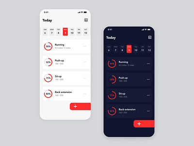 Daily UI Challenge #041 Workout Tracker app app design black card chart clean cool daily ui design ios iphone mobile modern red simple tracker tracking ui white workout