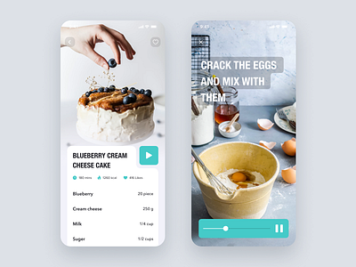Daily UI Challenge #057 Video Player app blue card cooking daily ui dailyui design ios iphone mobile movie player product recipe simple ui video player white