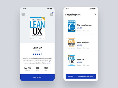 Daily UI Challenge #058 Shopping Cart amazon app blue book cart daily ui dailyui design ios iphone kindle lean startup lean ux mobile online shopping product shopping cart simple ui white