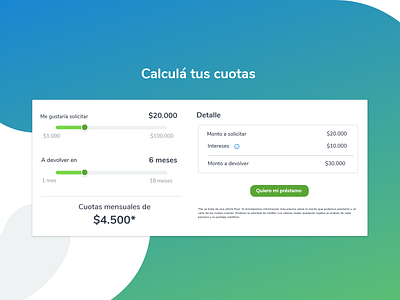 UI Design · Loan simulator card fintech loan slider ui web