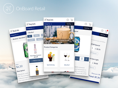 SkyCafe - OnBoard Retail App Solution app blue eshop mobile mobile app mobile app design retail ui design ux ui