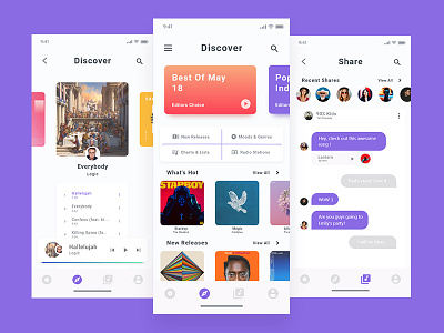 UI Design for a music app with sharing features. android app android ui design ios app musicapp ui design ui ux user experience user interface