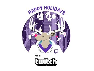 2014 Twitch Holiday Card (Old) adobe illustrator animal christmas christmas card deer gaming holiday holiday card illustration reindeer seasons greetings twitch winter