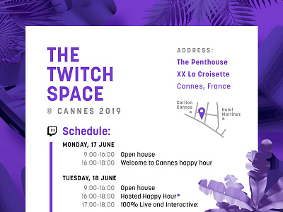 Twitch @ Cannes 2019 - Schedule 3d c4d cannes cinema4d gaming invite schedule twitch