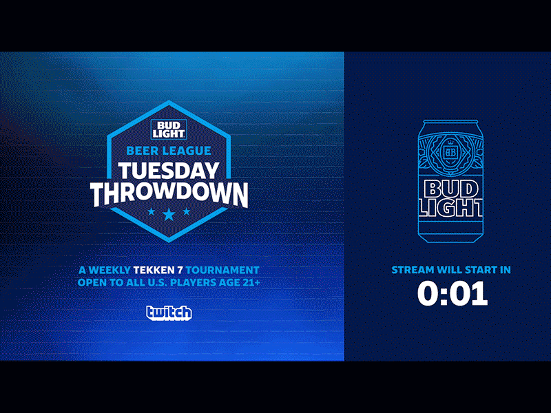 Bud Light Tuesday Throwdown on Twitch animated bumper beer bud light bumper esports fighting game gaming logo sports streaming tournament twitch