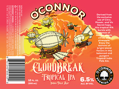 Cloudbreak Tropical IPA beer blimp design illustration ipa package steampunk tropical zeppelin