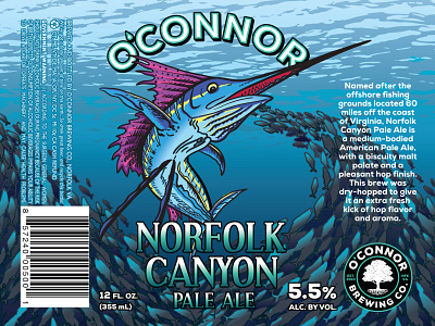 Norfolk Canyon Pale Ale beer deep sea design fish illustration norfolk package sailfish swordfish
