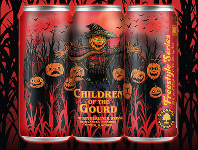 Children of the Gourd beer beer art beer label character craftbeer dark freestyle gourd graphicdesign halloween illustration photoshop pumpkinheads scarecrow scary sourbeer spooky spooky season stephen king