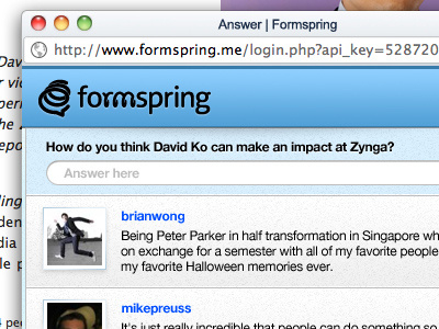 Formspring, widgetized.