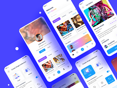 NFTX - NFT Light & Dark Mode Mobile app UI Kit app apps apps ui design dark theme design drak mode light mode light theme monile app nft nft marketplace nft ui nft ux nfts responsive ui ui design ui kit uiux uiux design