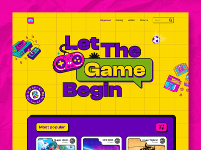 Gaming Landing Page action games e sports esport landing page gaming gaming design gaming landing page hero header home page landing page landing page ui online games landing page playing games playstation popular game page ui ux uiux design web design website ui websitedesign