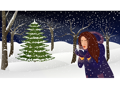 Snow time character christmas design flat design girl graphic illustration illustrator new year 2019 snow vector vector art winter winter scene