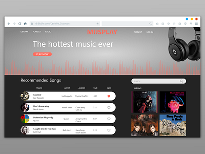 Daily UI Chalenge #009 dailyui design homepage design music musicplayer page uiux ux web webpage design website