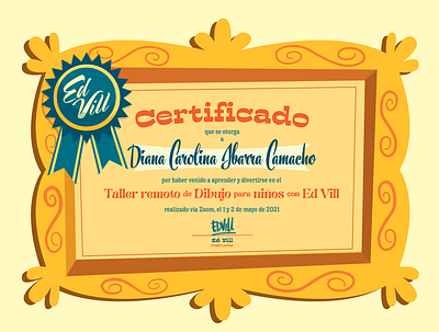 Certificado de Asistencia Workshop niños branding certificate certificate design certificate template design