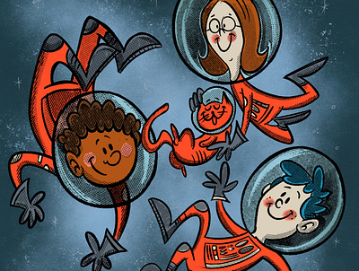 Space Friends! cartoon cartoon illustration character design design illustration illustration art kidlitart kidlitillustration kids art kids illustration space spaceman
