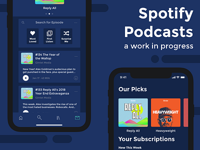 Spotify Podcasts: a work in progress app article design gimlet media medium podcast redesign spotify ui ux