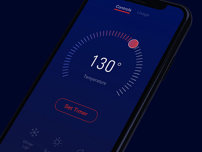 Heatworks Mobile UI cold connected home controls dark interface dial hot product design smart home temperature ui