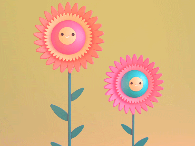 Flower power 🌹🌺🌻🌼🌸🌷 3d animation bright colour cute cute illustration flower funny gif illustraion loop maxonc4d motion graphics smile