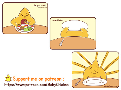 Baby Chicken episode 17 art baby chicken brightness children comic delicious design drawing eating food graphic happy illustration inspiration kids lifestyle motivation star vector yellow