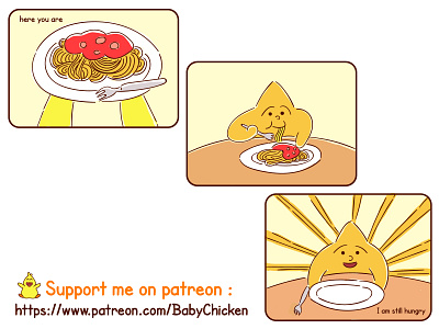 Baby Chicken episode 18 animals baby chicken comic delicious design drawing food graphic happy hungry illustration inspiration kids motivation nature sketch star trending vector yellow
