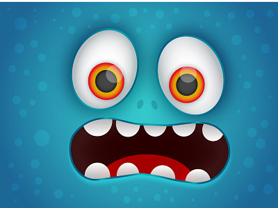 Funny Monster Face 2d 3d animation art blue button character clean color design flat game
