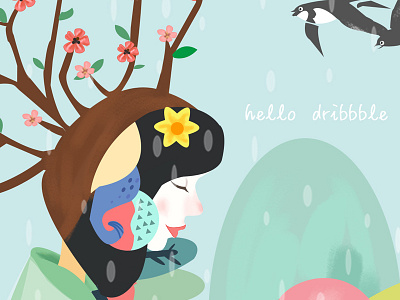 Hello dribbble! my first show the details first illustrations show spring