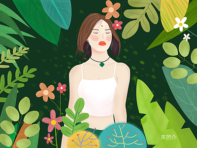Flower girl illustrations natural pastoral