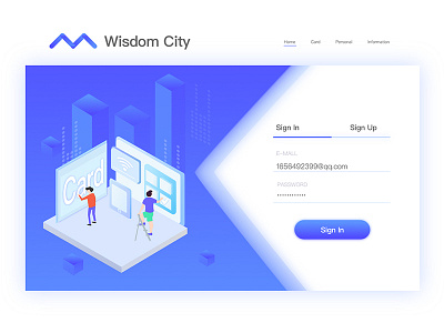 Smart city login page 手绘 设计