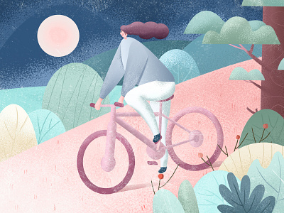 Cycling girl hand painted natural ps show 手绘 设计