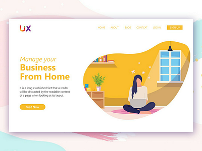 Stay Home landing page design android corona virus corporate flat characters home illustration design illustration in landing page ios landing page landing page design officr stay some uiux user experience design user interface design web header webpage website design website ui design