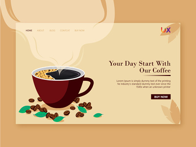 Coffee shop Landing page design Illustration