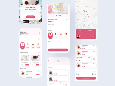 Cake shop app UI UX design adobe xd app design cake shop ui cake ui design creative ui mobile app design pastry shop pink app ui uiux user experience user interface design