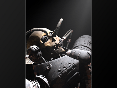 Fallen Warrior 3d archaeology casualty cyborg death digital 3d future futuristic hardsurface illustration mecha metal military old rust sciencefiction scifi soldier war warrior