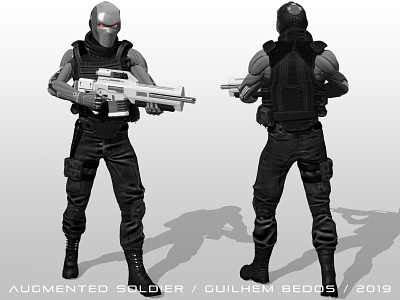 Augmented Soldier 3d combattant concept art cyberpunk cyborg digital 3d fighter future futuristic gun mecha rifle sciencefiction scifi soldier