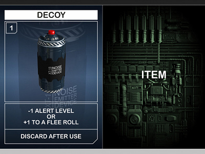 Decoy Item 3d boardgame card card game cardgame concept art digital 3d future futuristic game art graphic design item machinery metal gear plastic rubber sciencefiction scifi